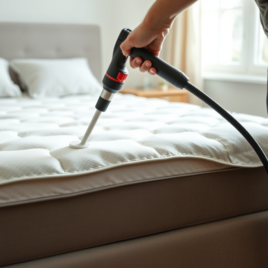 Traitement d'une couture de matelas à la vapeur haute température contre les punaises de lit